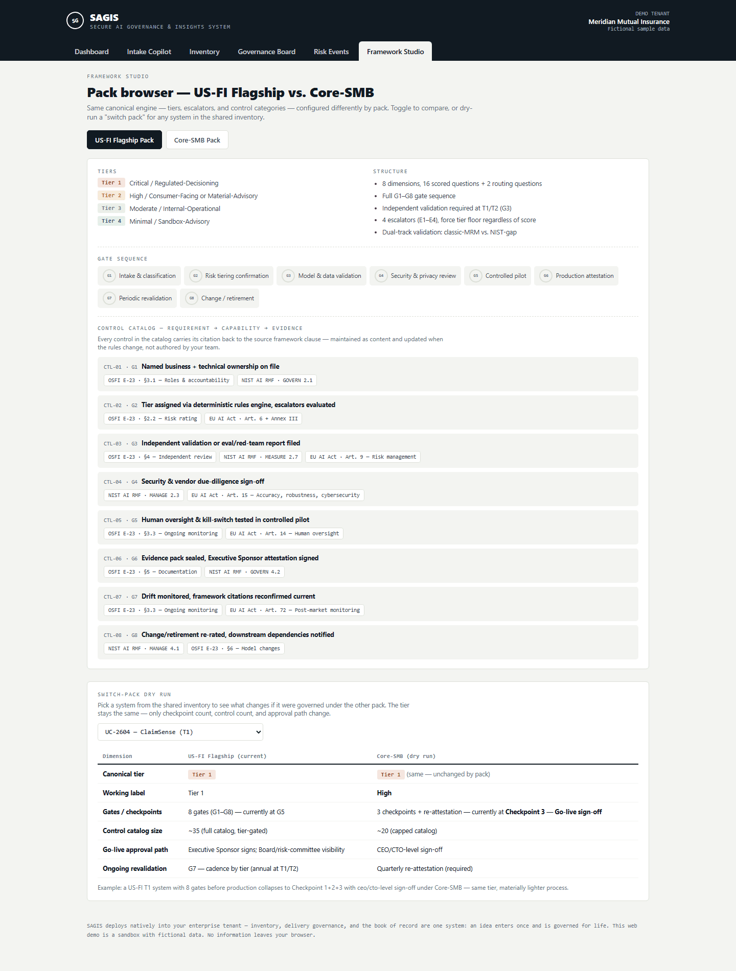 Framework Studio — regulatory packs as data